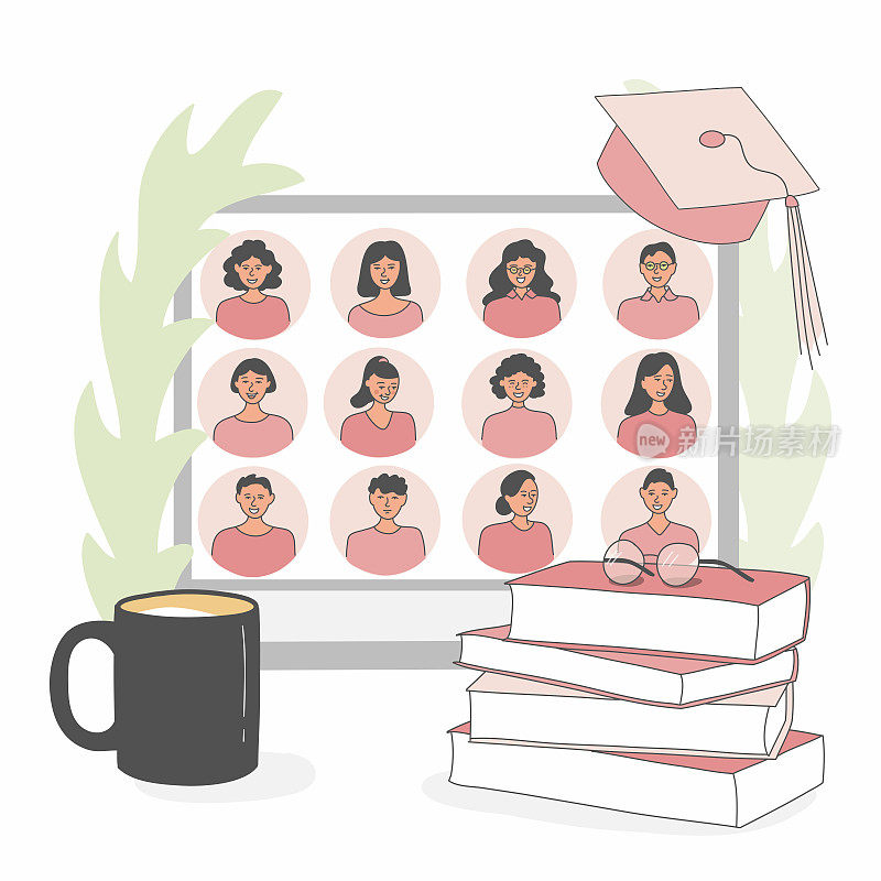 E-Learning, Online Education, Home Schooling Concept Vector插图